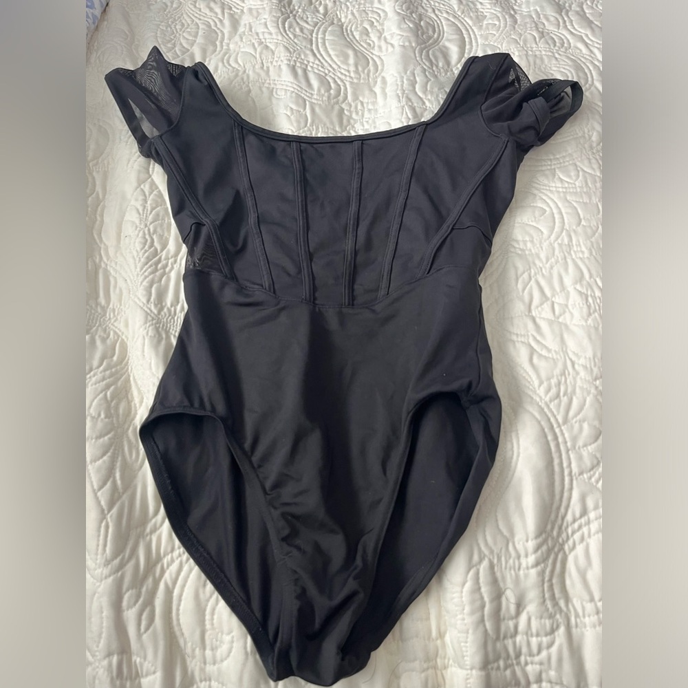 Bloch Adult Small Black Leotard, Cap Sleeves